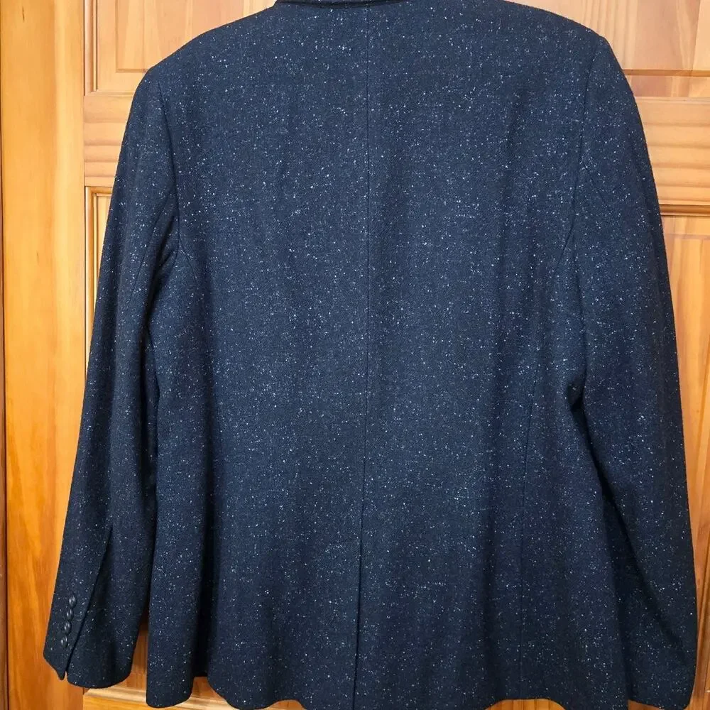 Talbots Petites Speckled Black 2 Button Wool Blend Blazer Jacket Size 16 - Picture 2 of 4